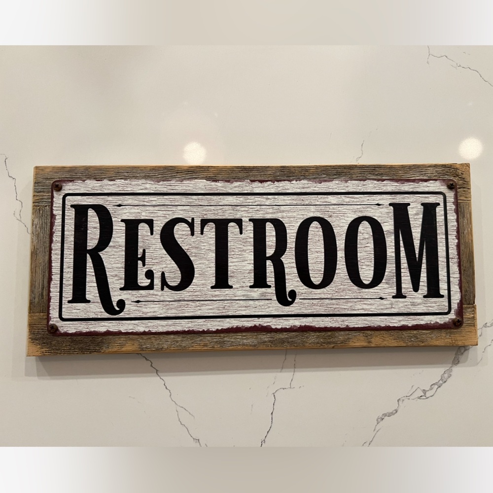 Treehouse Customs Handmade Restroom Sign 7” x 16.9” Distressed Rustic Wood Back